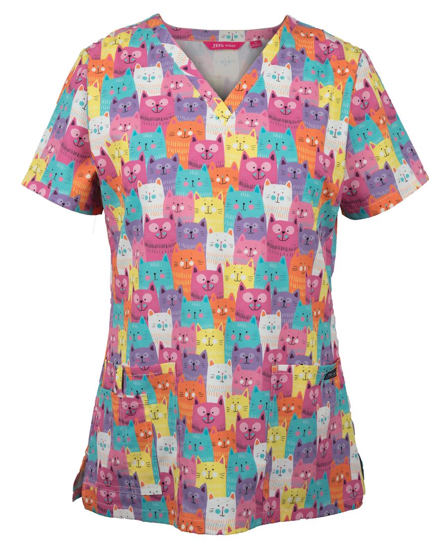 JB's Ladies Scrub Top Printed 4STP1