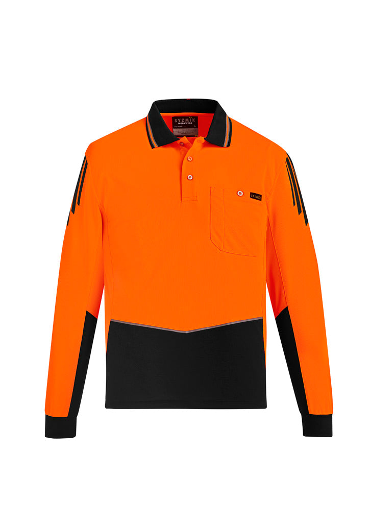 Syzmik | Mens Hi Vis Flux Long Sleeve Polo | ZH310