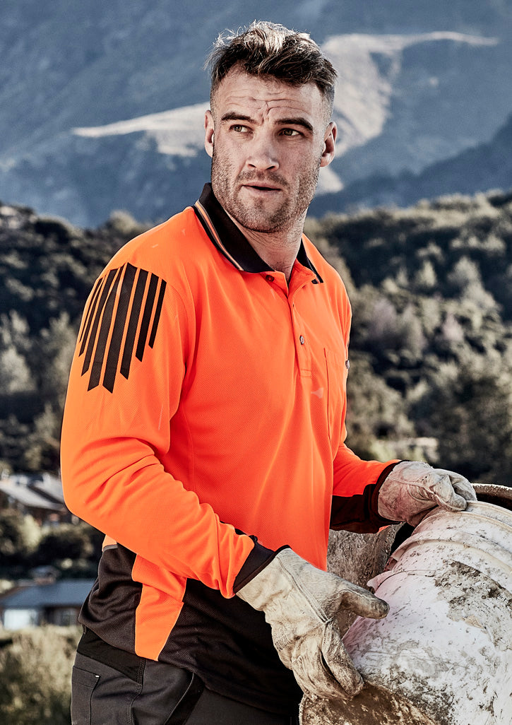 Syzmik | Mens Hi Vis Flux Long Sleeve Polo | ZH310