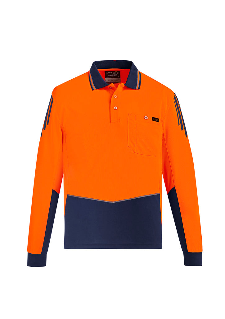 Syzmik | Mens Hi Vis Flux Long Sleeve Polo | ZH310