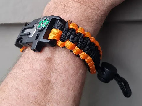 Paracord Basic Survival Bracelet - Compass, Whistle & Fire Starter