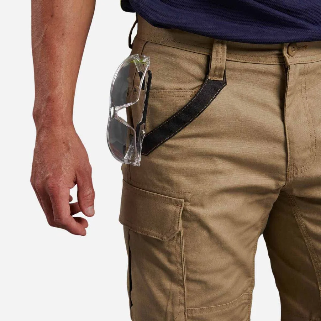 King Gee Tradies Stretch Cargo Short Khaki front view