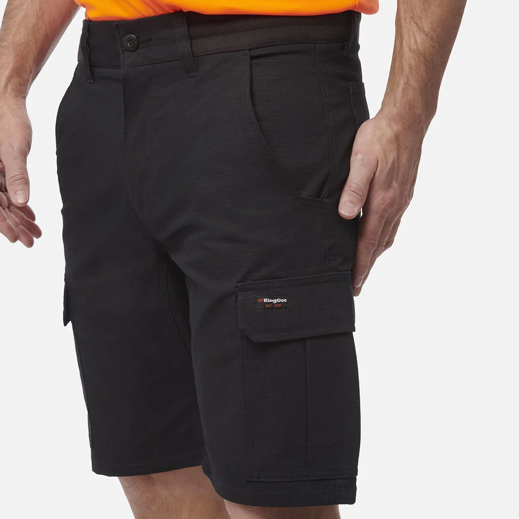 King Gee Tradies Comfort Waist Black Work Shorts 