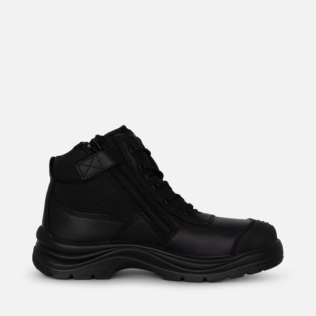 King Gee Tradie Zip Lace Steel Cap Safety Work Boots 5” Black