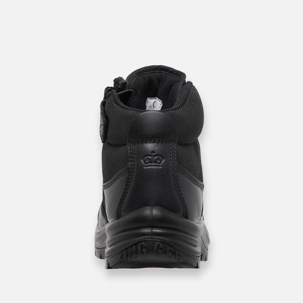 King Gee Tradie Zip Lace Steel Cap Safety Work Boots 5” Black Back