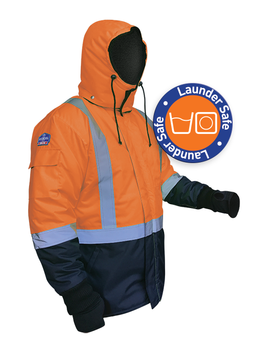 IceKing Orange/Navy Launderable Freezer Jacket