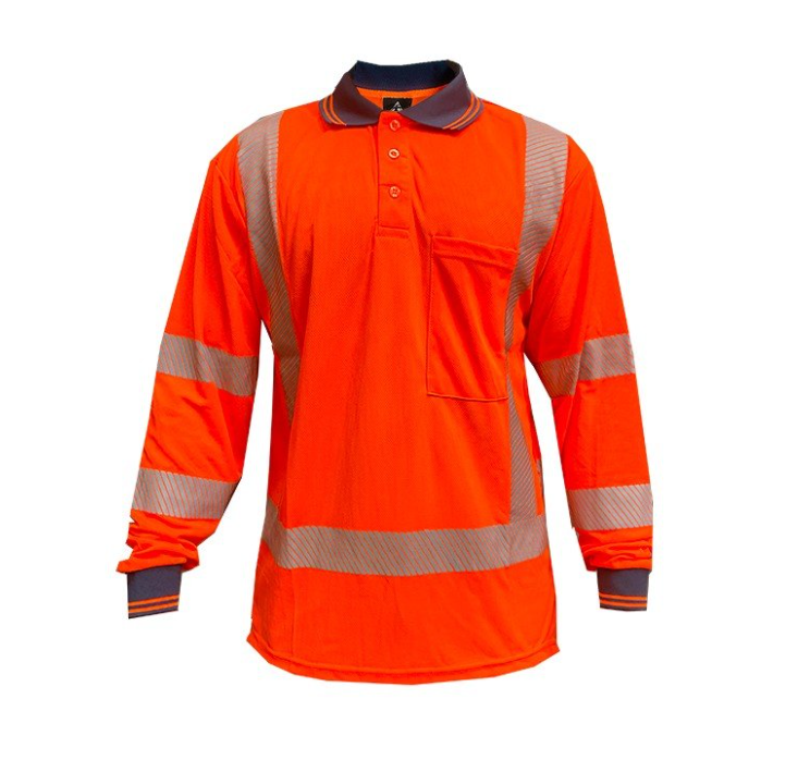 Orange hi vis safety shirt with reflective tape