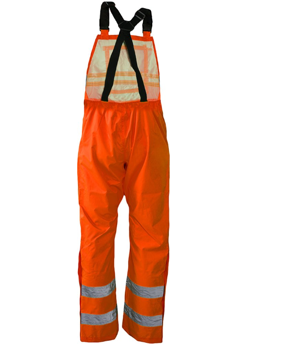 Orange safety bib overalls with reflective tape