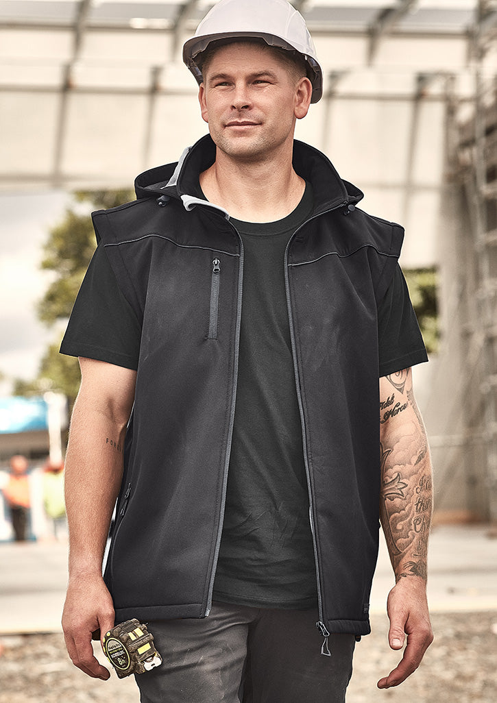 Syzmik Black Unisex Streetworx 2 In 1 Stretch Softshell Jacket  as a vest