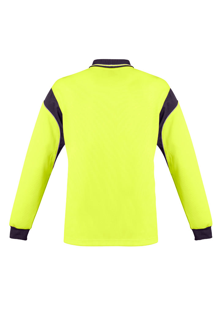 Syzmik Mens Hi Vis Aztec Long Sleeve Polo Yellow
