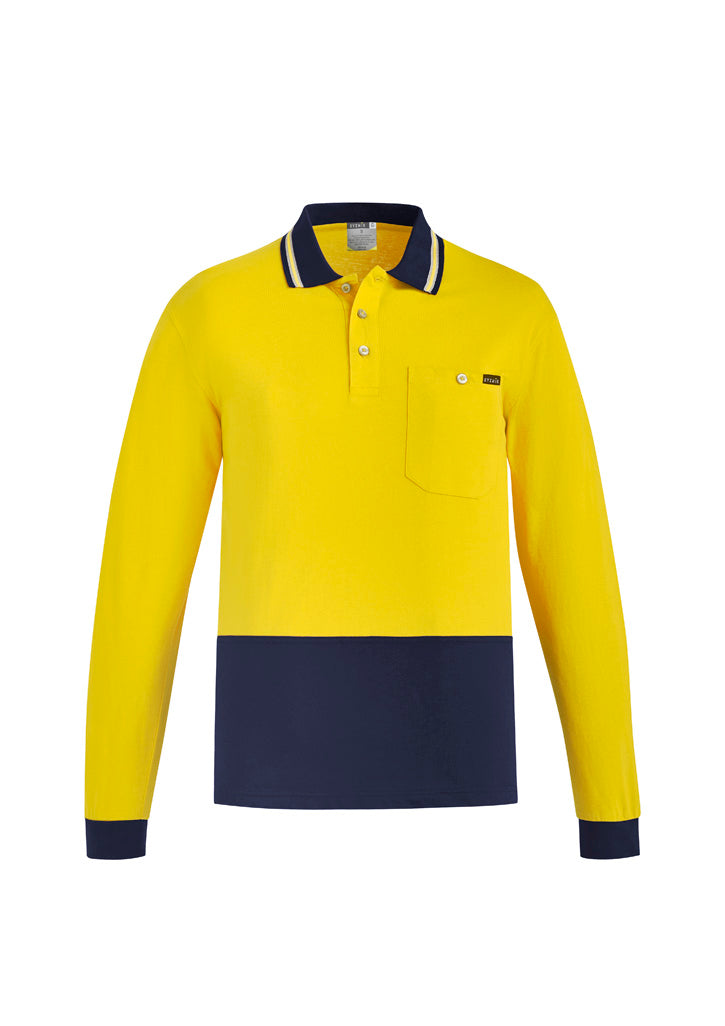 Syzmik Mens Hi Vis Cotton Long Sleeve Polo 