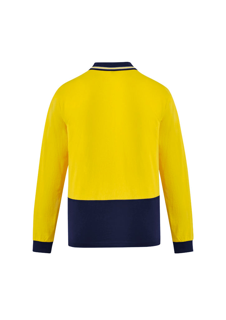 Syzmik Mens Hi Vis Cotton Long Sleeve Polo ZH430 yellow