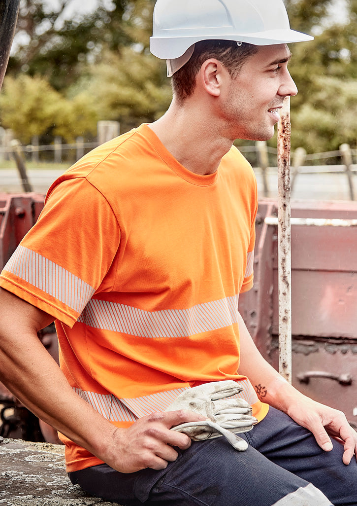 Syzmik Mens Hi Vis Segmented Tape Cotton Tee orange