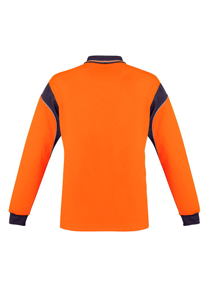 Syzmik Mens Hi Vis Squad Long Sleeve Polo Orange/Navy