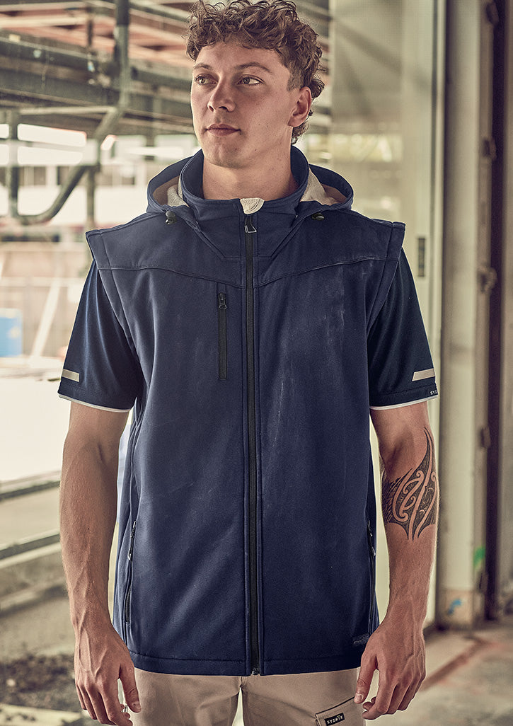 Syzmik Navy Unisex Streetworx 2 In 1 Stretch Softshell Jacket as a vest