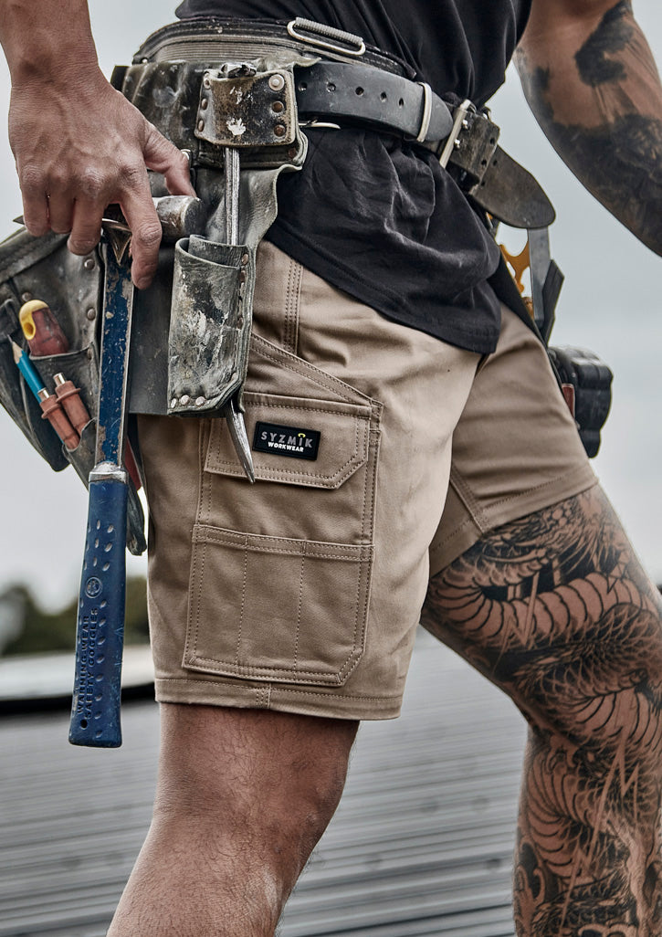Syzmik Workwear Mens Essential Stretch Cargo Short khaki