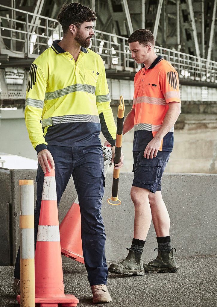 Syzmik Workwear Mens Hi Vis Flux Segmented Tape Long Sleeve Polo