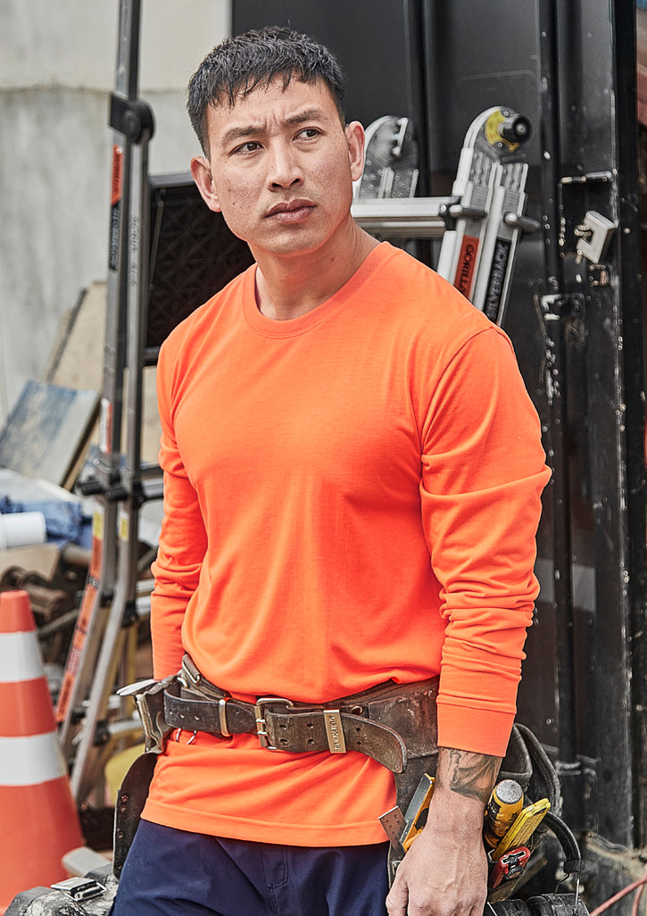 Syzmik Workwear Mens Hi Vis Long Sleeve Tee orange