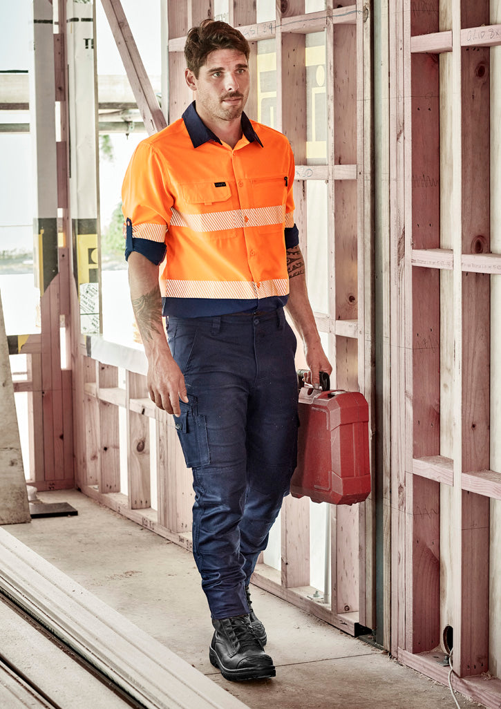 Syzmik Workwear Mens Hi Vis Outdoor Segmented Tape Long Sleeve Shirt orange