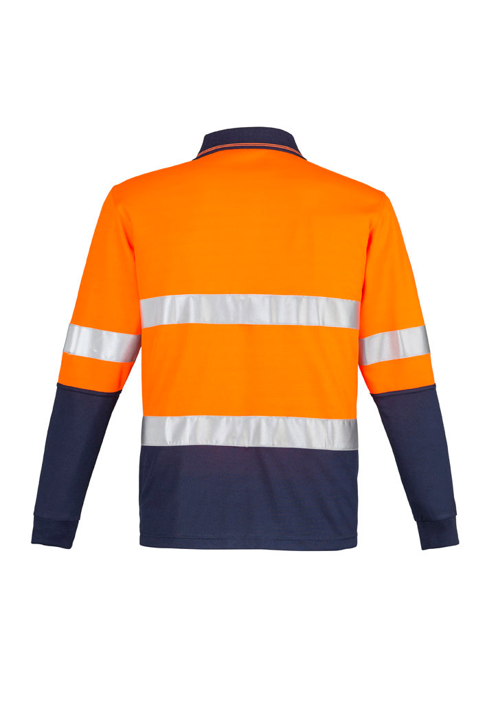 Syzmik Workwear Mens Hi Vis Spliced Long Sleeve Polo - Hoop Taped front  orange/navy