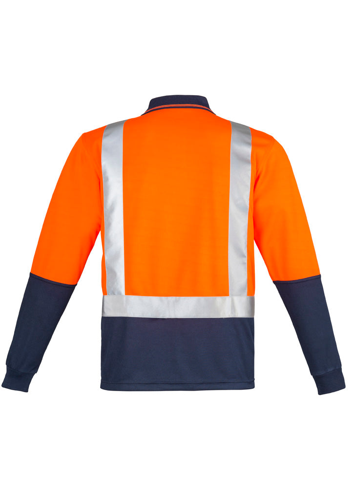 Syzmik Workwear Mens Hi Vis Spliced Long Sleeve Polo - Shoulder Taped orange/navy