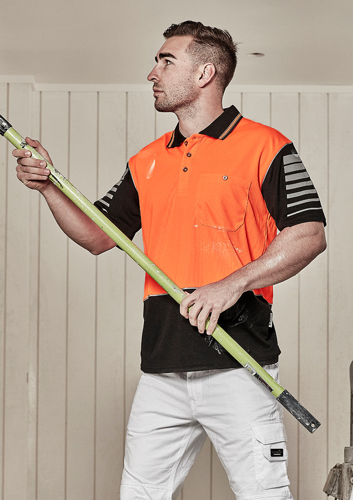 Syzmik Workwear Mens Hi Vis Zone Short Sleeve Polo