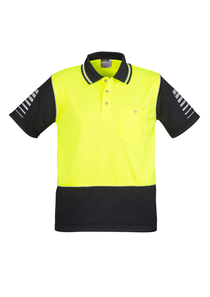 Syzmik Workwear Mens Hi Vis Zone Short Sleeve Polo yellow/black
