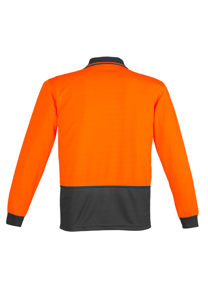 Syzmik Workwear Unisex Hi Vis Basic Long Sleeve Polo Orange/Charcoal