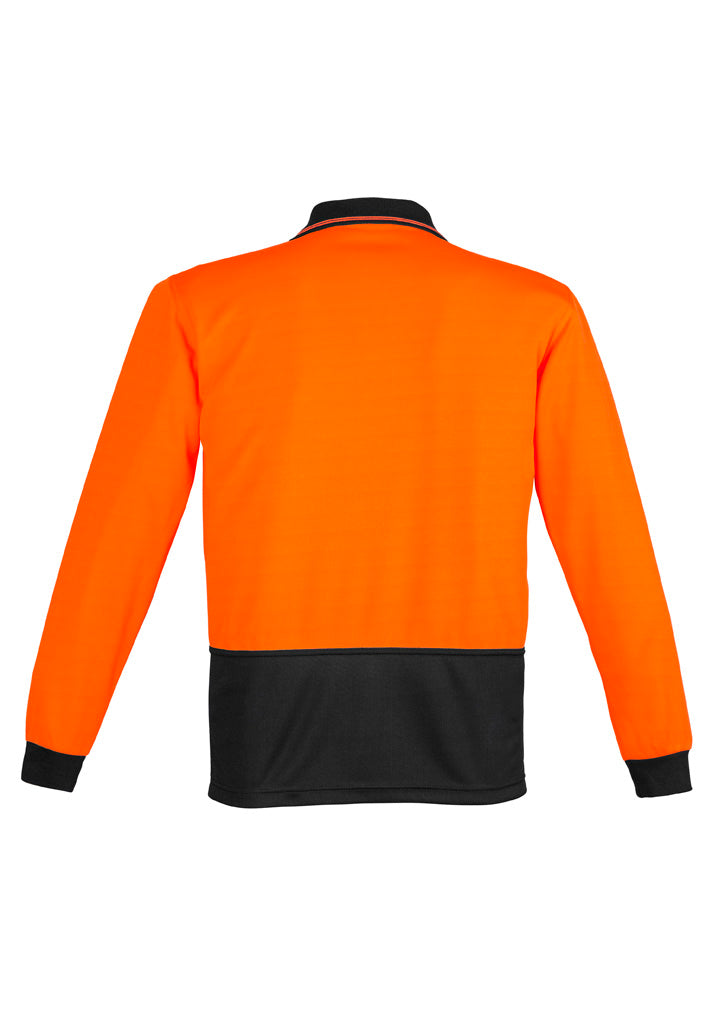 Syzmik Workwear Unisex Hi Vis Basic Long Sleeve Polo Orange/black