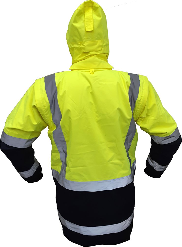 Yellow and Navy hi vis rain jacket