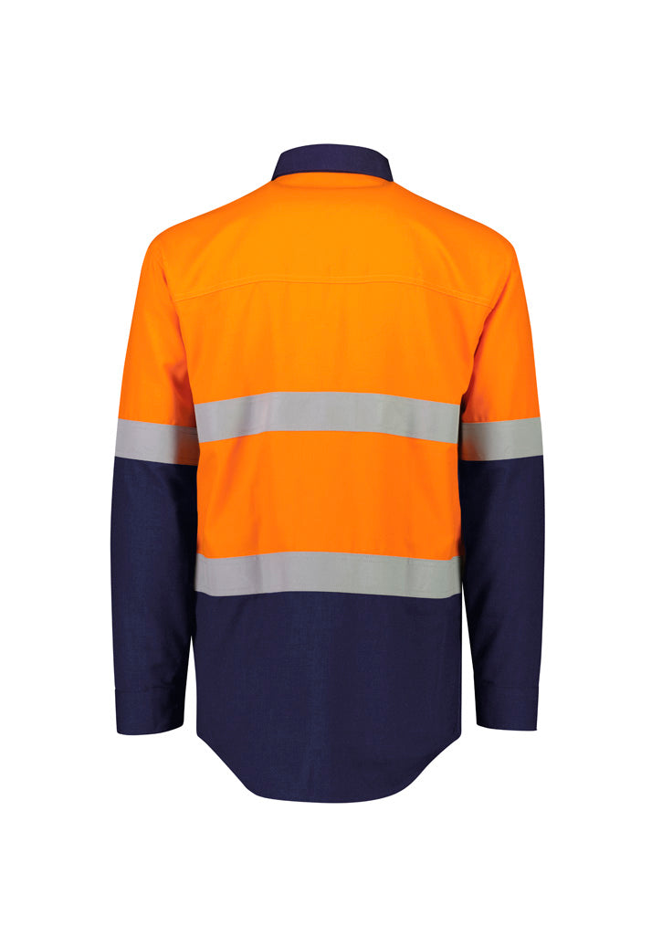 Syzmik Mens Orange Flame Lightweight Ripstop Shirt - Hoop Taped