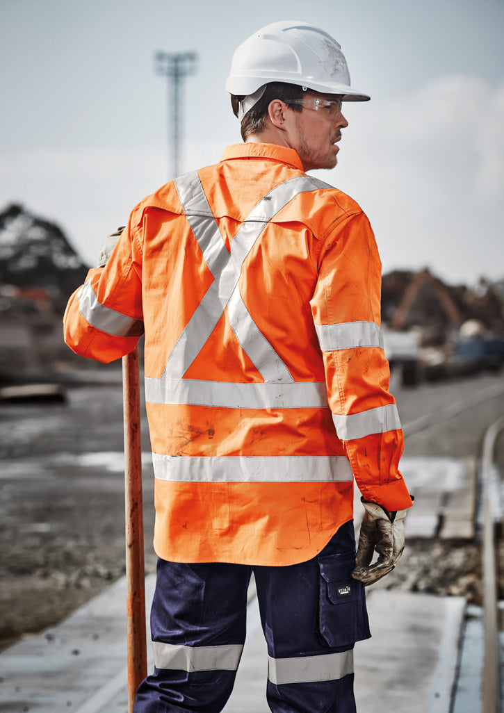 Syzmik | Mens Hi Vis X Back Taped Long Sleeve Shirt | ZW690