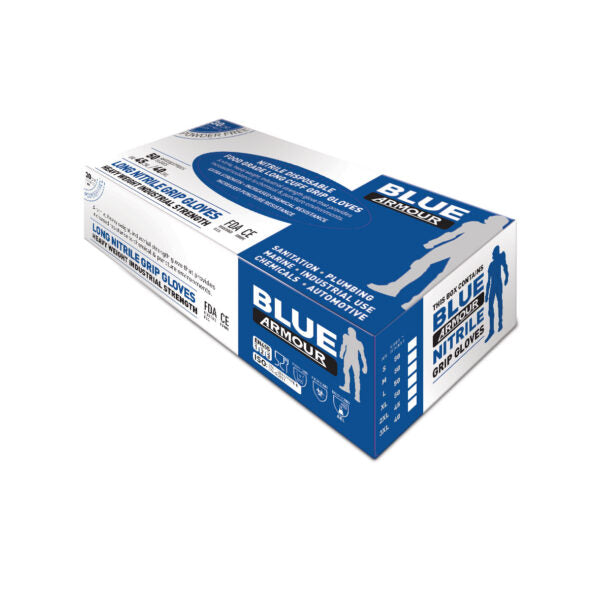 Blue Armour Heavy Duty Disposable Nitrile Grip Glove - 30cm DGBAG | Box of 50