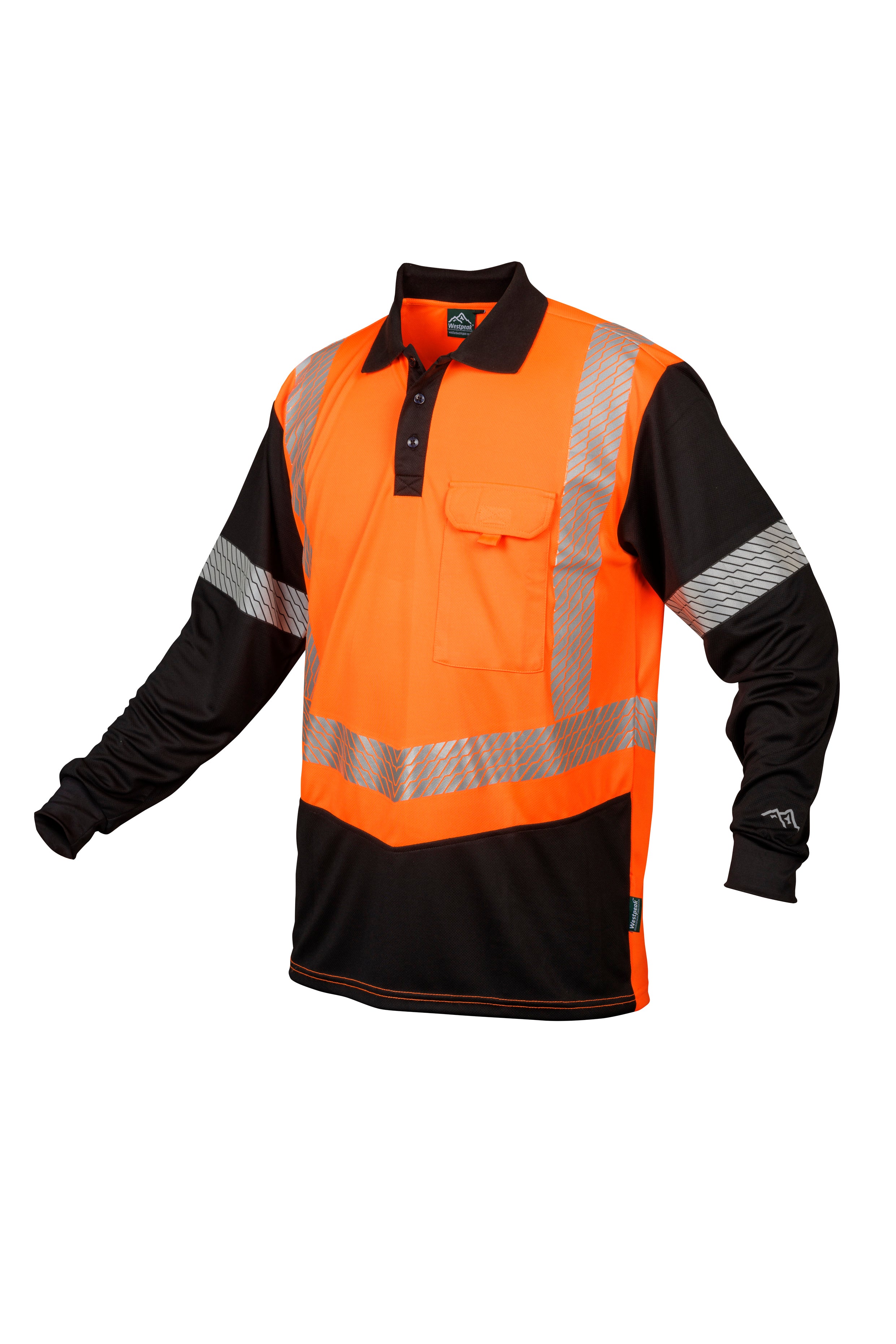 Hi vis long sleeve polo orange and black 