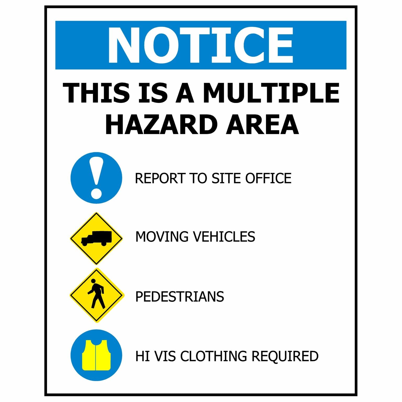480×600 NOTICE This Is A Multiple Hazard Area – CUSTOM PRINT Sign
