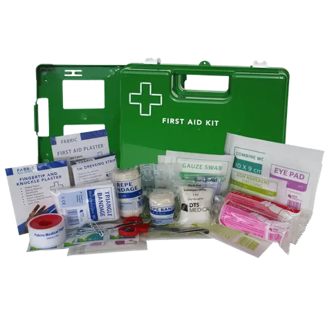 First Aid Kit Work Place 1-15 Person in Large Plastic Green Wall Mountable Box