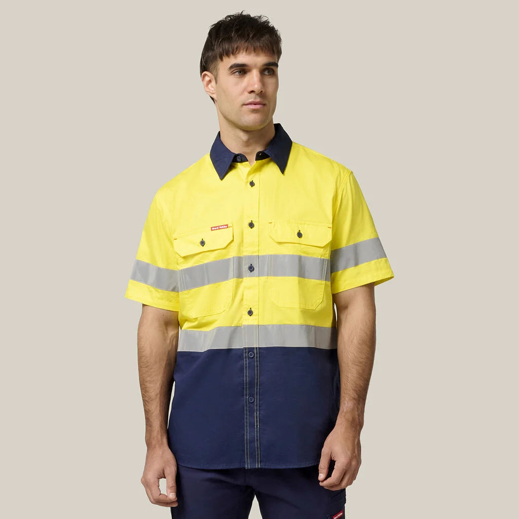 Hard Yakka | Koolgear Hi Vis Two Tone Ventilated S/S Shirt with Tape | YO7735