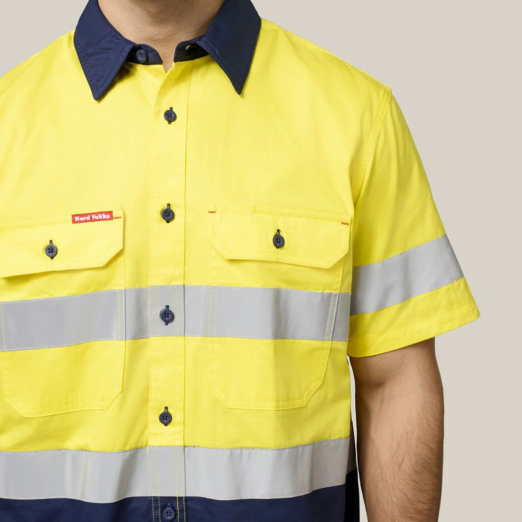 Hard Yakka | Koolgear Hi Vis Two Tone Ventilated S/S Shirt with Tape | YO7735