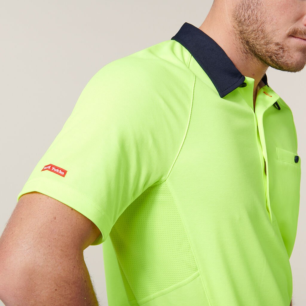 Hard Yakka | Core Hi Vis Short Sleeve Spliced Vented Polo Y11396
